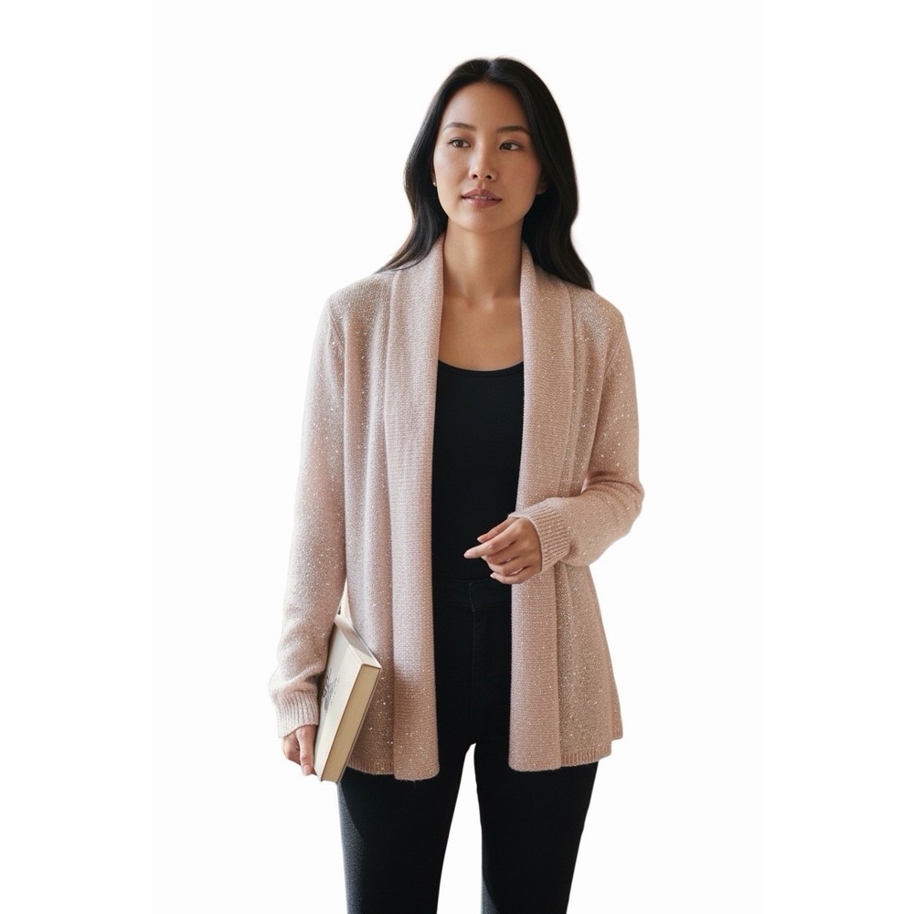 Anthro‎ Knitted & Knotted Cashmere Blend Cardigan Beige Shimmer S